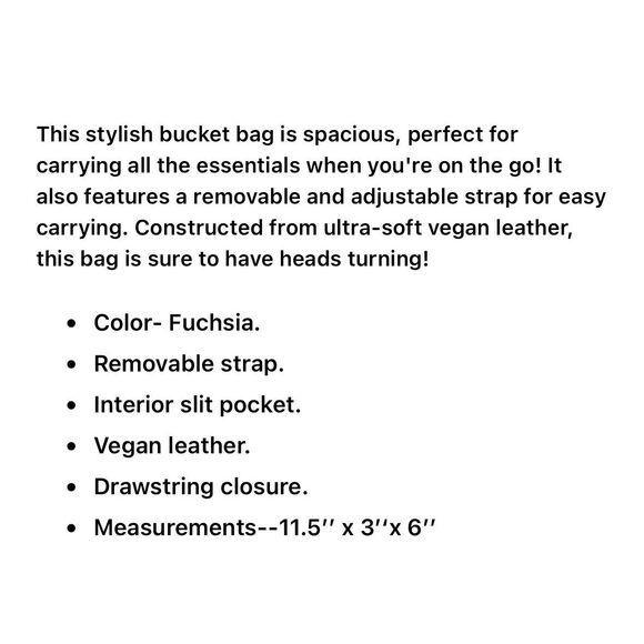 Jules Kae Pink Bree Bucket Bag Purse Faux Leather Drawstring Barbie Coquette New - Picture 3 of 13